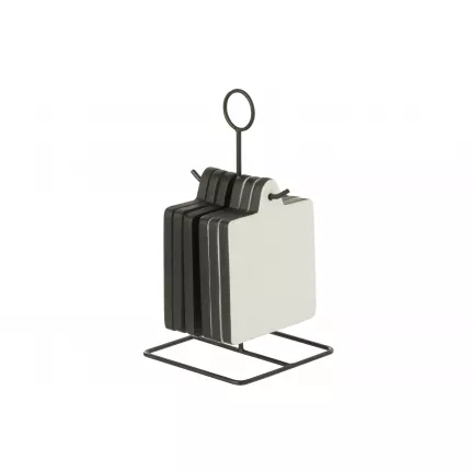 Vik - 6 sottobicchieri quadrati in legno nero/bianco