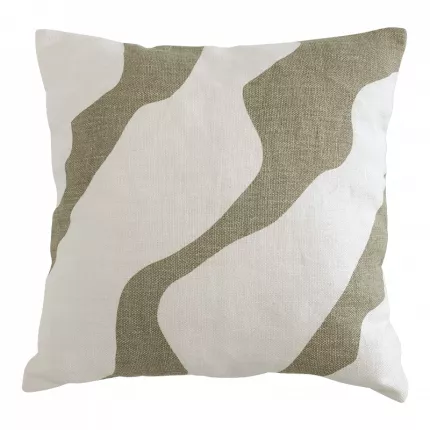Flux  - Cuscino in lino e cotone verde muschio