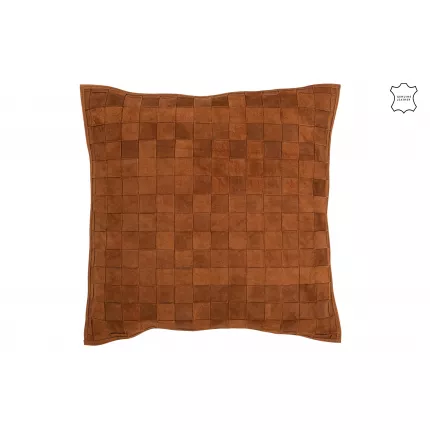 Genle - Cuscino quadrato in pelle Cognac