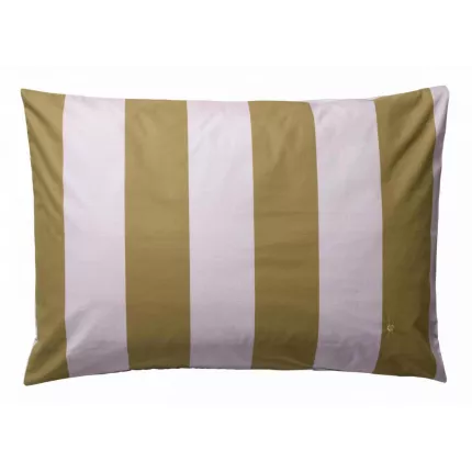 Malo - Federa in cotone bio a righe rosa e nocciola, 70 X 50