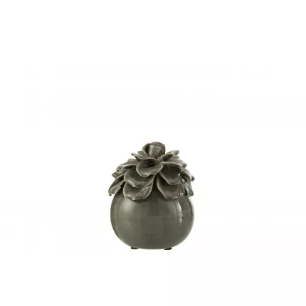 Florai - Fiore decorativo, soprammobile in ceramica grigio
