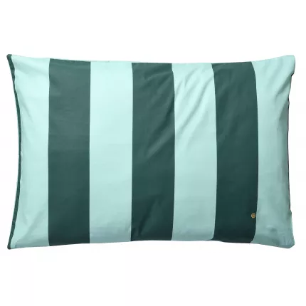 Malo - Federa in cotone bio a righe celadon e verde scuro, 70 X 50