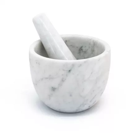 Mortaio e pestello in marmo di Carrara bianco