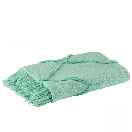 Marina - Plaid a rombi in cotone e poliestere turchese