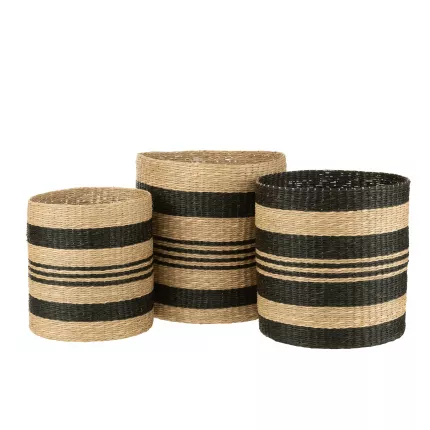 Alusoy - Set 3 ceste a strisce naturale nero