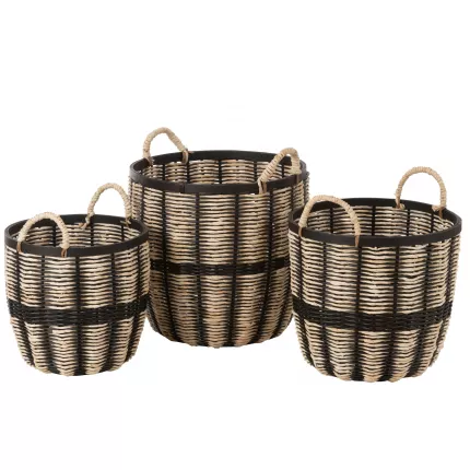 Bagheera - Set di tre ceste in corda e fibre naturali