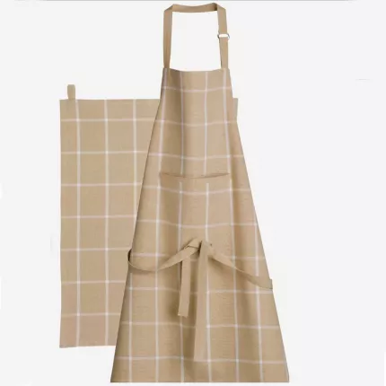 Doha beige - Set grembiule da cucina, 2 canovacci
