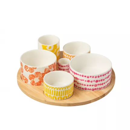 Apero - Set di 6 Appetizer con vassoio in bamboo, mix fantasie