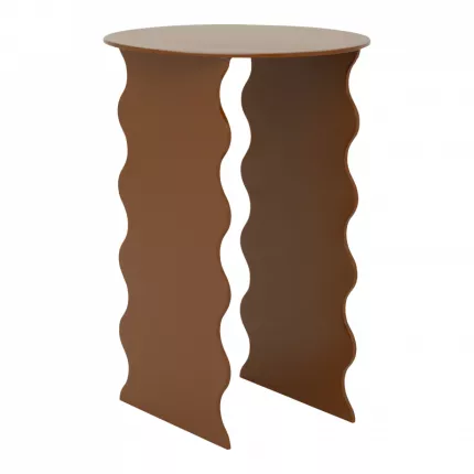 Wavy - side table in metallo, marrone