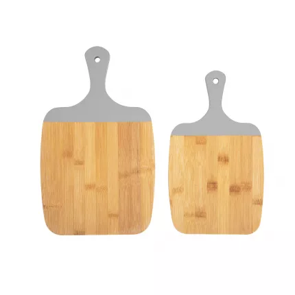 Gourmet - set due taglieri in bamboo con manico grigio
