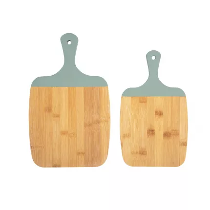Gourmet - set due taglieri bamboo con bordo verde