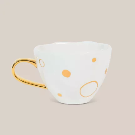 Good Morning - tazza con pois dorati e piattino