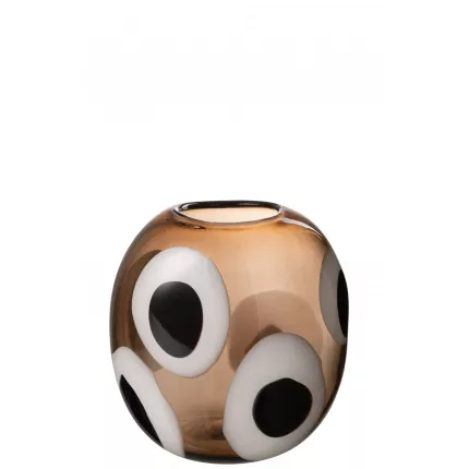 Izzy small - vaso in vetro marrone, bianco e nero