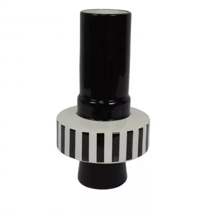 Stripe - vaso alto in ceramica, bianco e nero