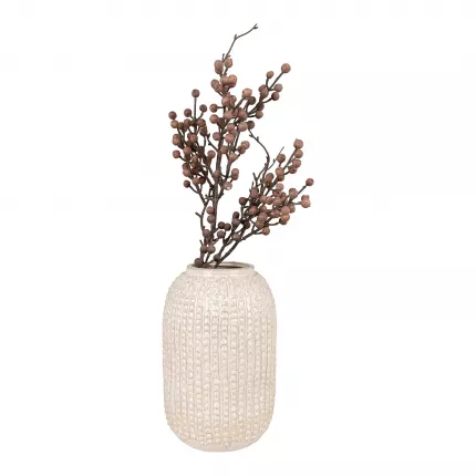 Anne - Vaso in ceramica beige con motivo