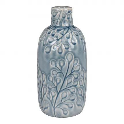 Romina - Vaso in ceramica blu con motivo floreale
